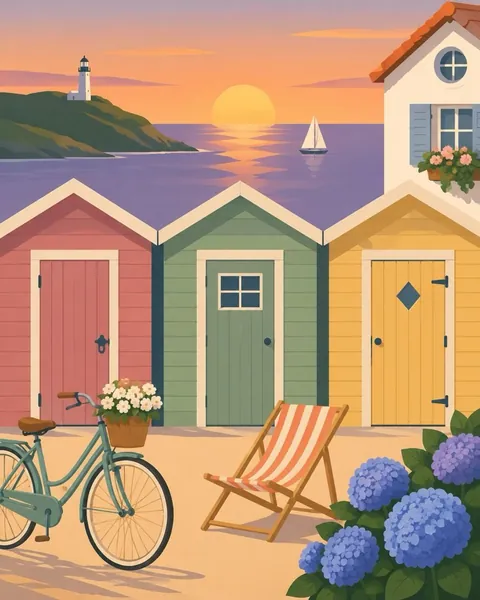 Beach Huts at Sunset